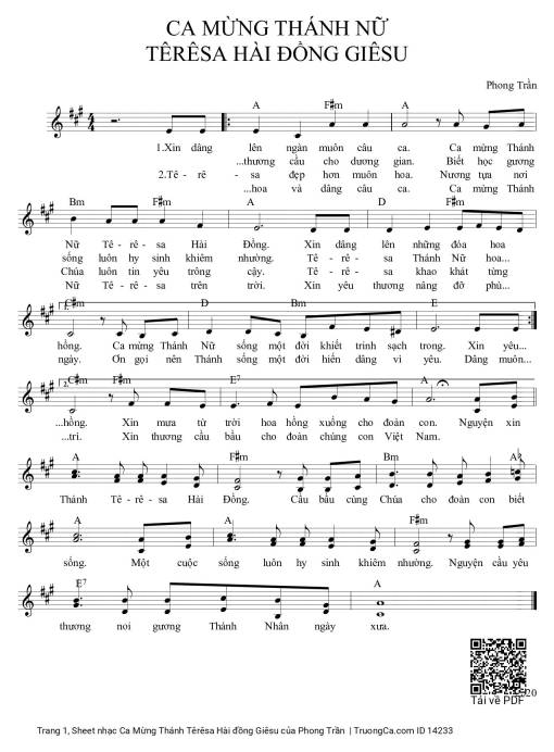 Ca Mừng Thánh Têrêsa Hài đồng Giêsu