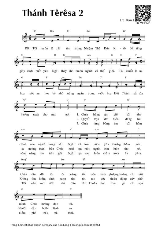Sheet nhạc PDF bài Thánh Têrêsa/2