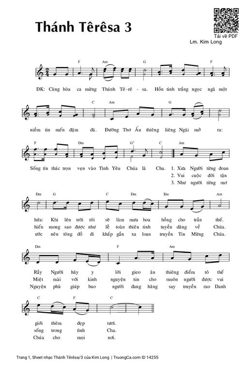 Sheet nhạc PDF bài Thánh Têrêsa/3