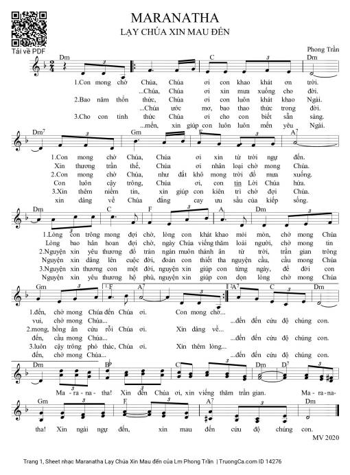 Maranatha Lạy Chúa Xin Mau đến