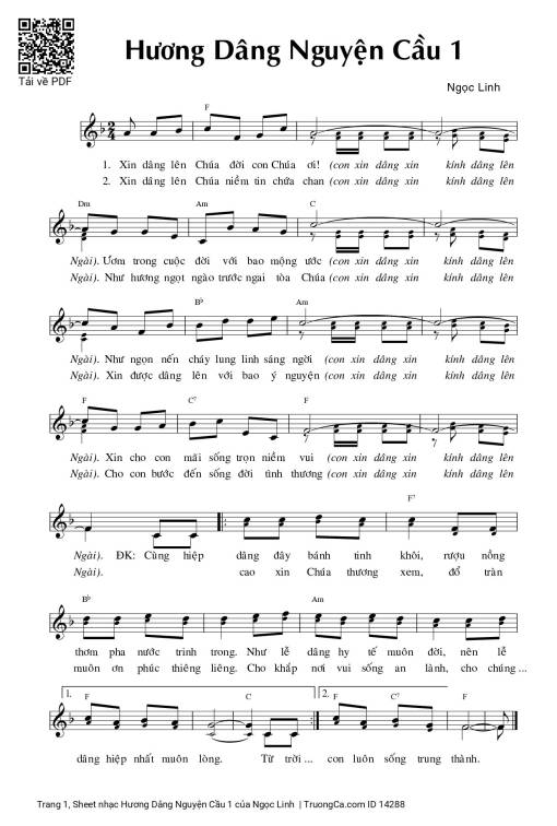 Sheet nhạc PDF bài Hương Dâng Nguyện Cầu 1
