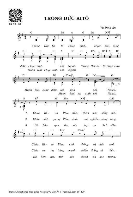 Sheet nhạc PDF bài Trong đức Kitô