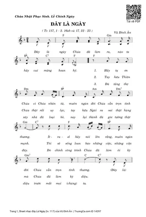 Sheet nhạc PDF bài đây Là Ngày (tv. 117)