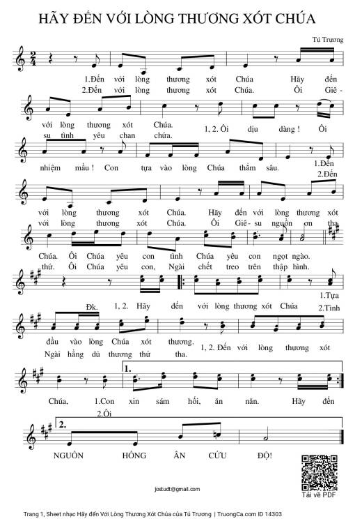 Sheet nhạc PDF bài Hãy đến Với Lòng Thương Xót Chúa