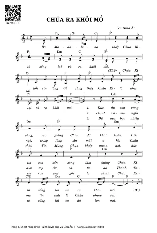 Sheet nhạc PDF bài Chúa Ra Khỏi Mồ