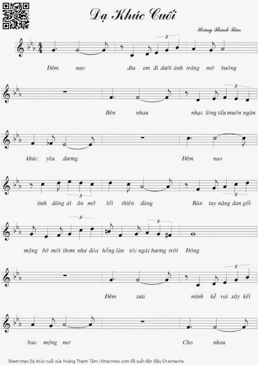 Sheet nhạc PDF bài Dạ khúc cuối