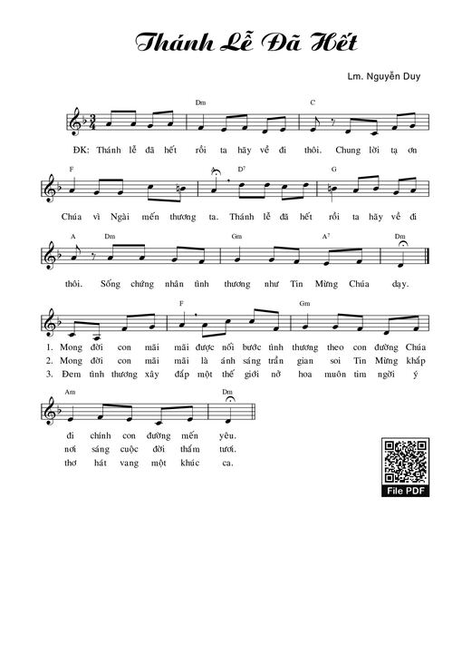 Sheet nhạc PDF bài Thánh Lễ đã Hết