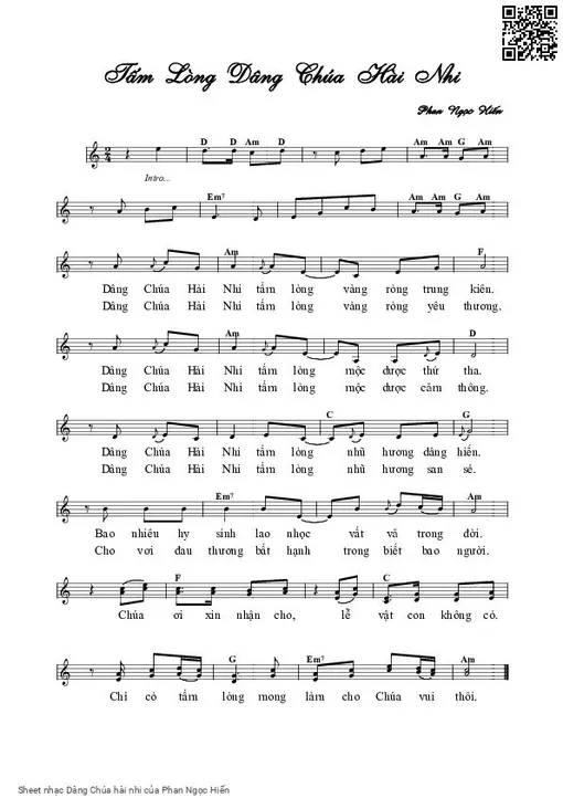 Sheet nhạc PDF bài Dâng Chúa hài nhi