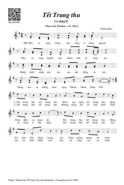 Sheet nhạc PDF bài Tết Trung Thu