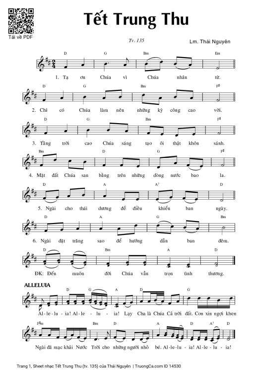 Sheet nhạc PDF bài Tết Trung Thu (tv. 135)
