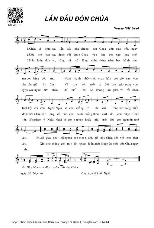 Sheet nhạc PDF bài Lần đầu đón Chúa
