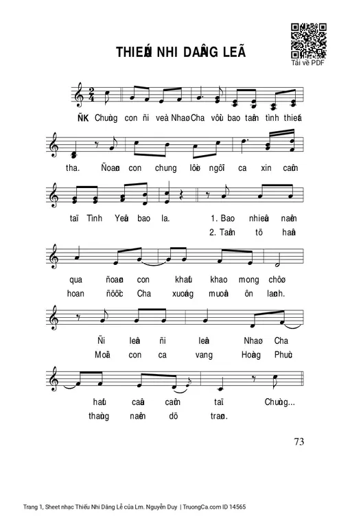 Sheet nhạc PDF bài Thiếu Nhi Dâng Lễ
