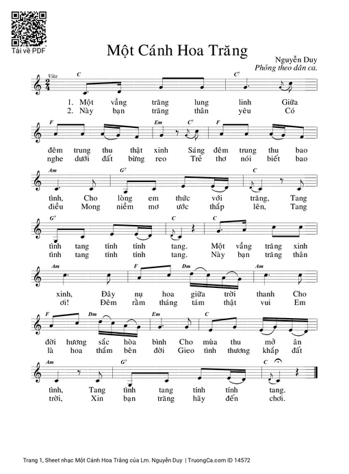 Sheet nhạc PDF bài Một Cánh Hoa Trăng