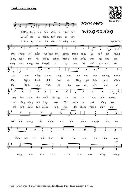 Sheet nhạc PDF bài Như Một Vầng Trăng
