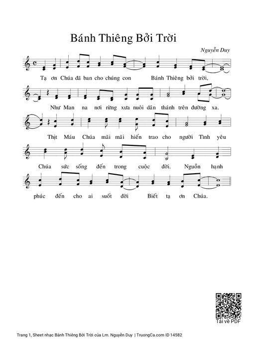Sheet nhạc PDF bài Bánh Thiêng Bởi Trời