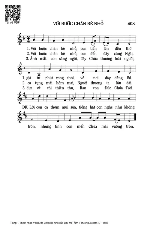 Sheet nhạc PDF bài Với Bước Chân Bé Nhỏ