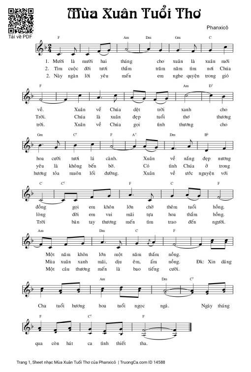 Sheet nhạc PDF bài Mùa Xuân Tuổi Thơ