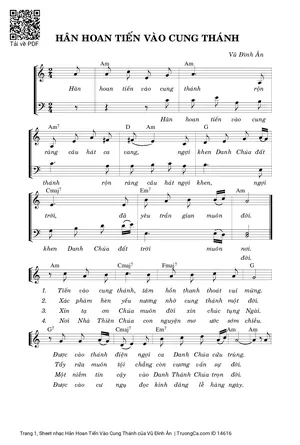 Sheet nhạc PDF bài Hân Hoan Tiến Vào Cung Thánh