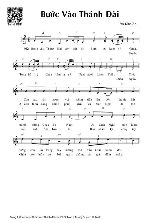 Sheet nhạc PDF bài Bước Vào Thánh đài