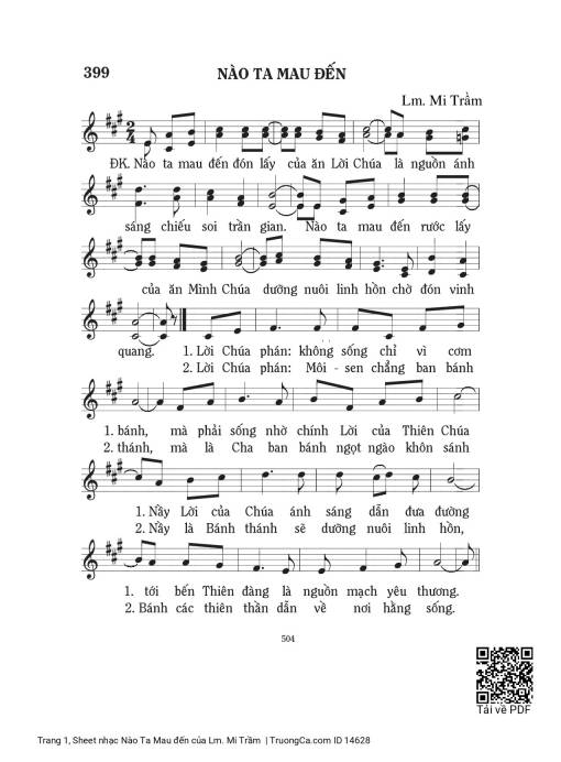 Sheet nhạc PDF bài Nào Ta Mau đến