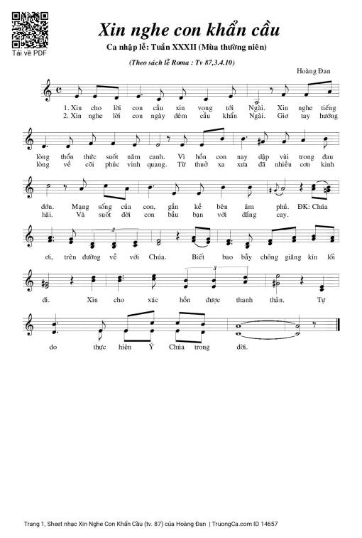 Sheet nhạc PDF bài Xin Nghe Con Khẩn Cầu (tv. 87)