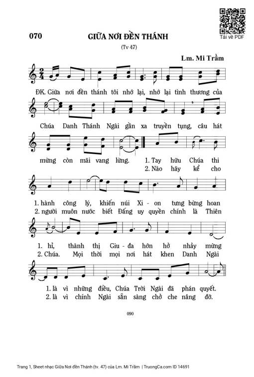 Sheet nhạc PDF bài Giữa Nơi đền Thánh (tv. 47)