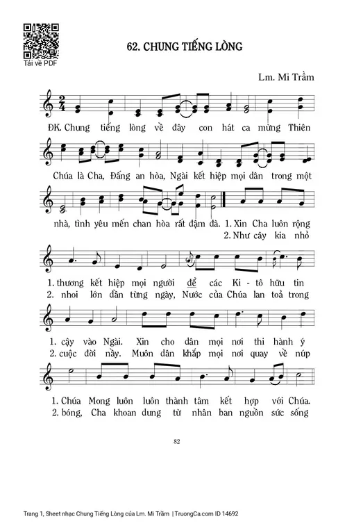 Sheet nhạc PDF bài Chung Tiếng Lòng