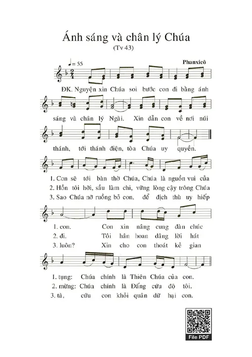 Sheet nhạc PDF bài Ánh Sáng Và Chân Lý Chúa