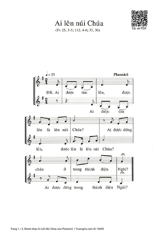Sheet nhạc PDF bài Ai Lên Núi Chúa