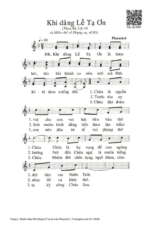 Khi Dâng Lễ Tạ ơn