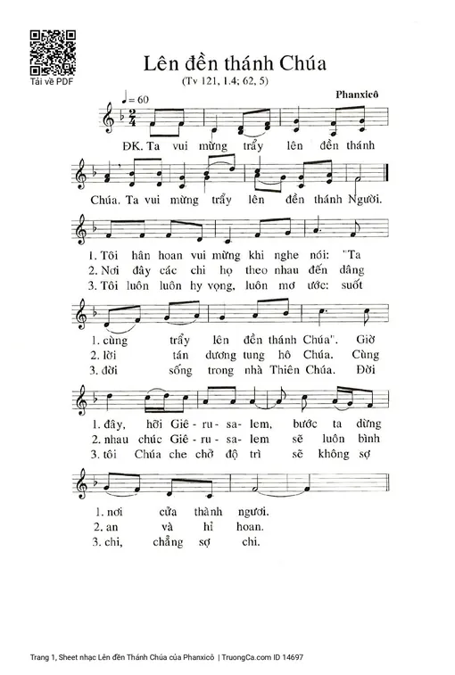 Sheet nhạc PDF bài Lên đền Thánh Chúa