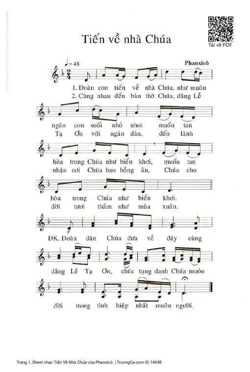 Sheet nhạc PDF bài Tiến Về Nhà Chúa