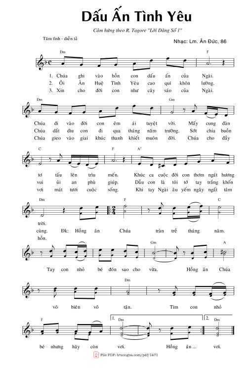 Sheet nhạc PDF bài Dấu ấn tình yêu