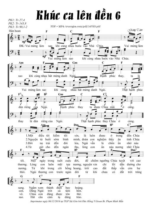 Sheet nhạc PDF bài Khúc Ca Lên đền 6