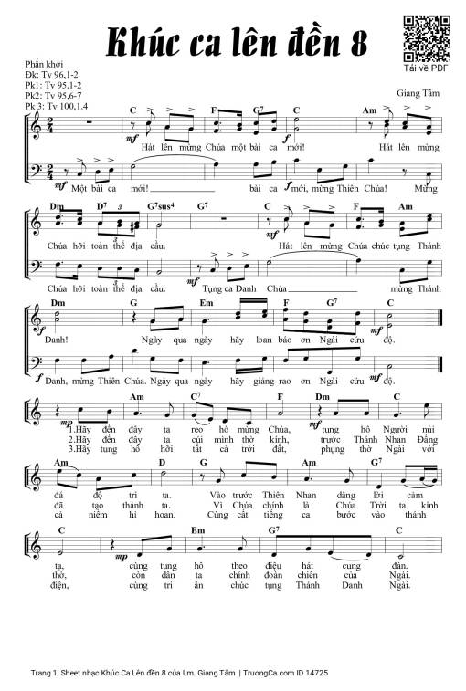 Sheet nhạc PDF bài Khúc Ca Lên đền 8