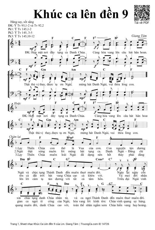 Sheet nhạc PDF bài Khúc Ca Lên đền 9