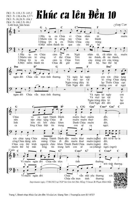 Sheet nhạc PDF bài Khúc Ca Lên đền 10