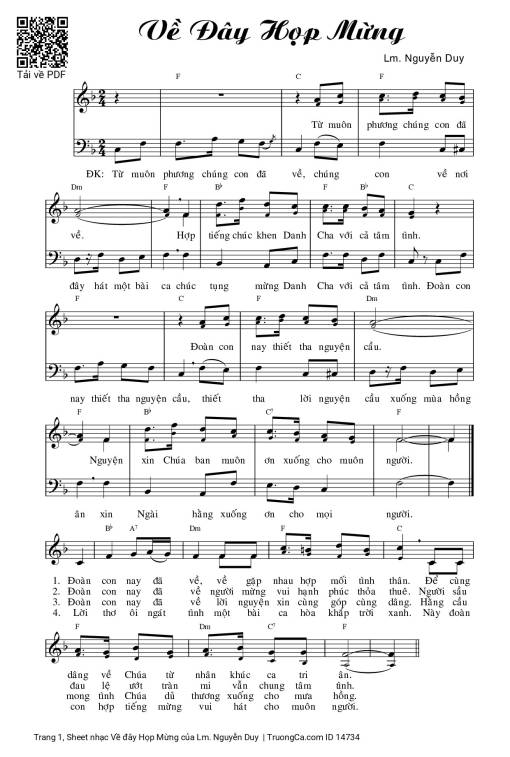 Sheet nhạc PDF bài Về đây Họp Mừng
