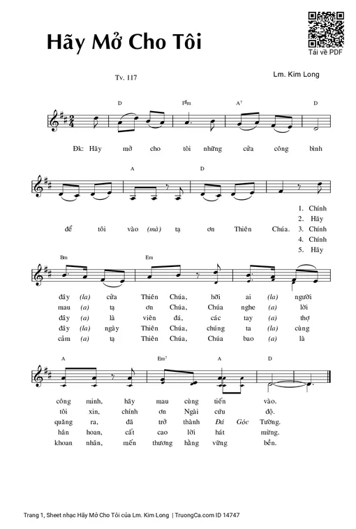 Sheet nhạc PDF bài Hãy Mở Cho Tôi