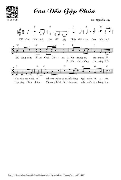 Sheet nhạc PDF bài Con đến Gặp Chúa