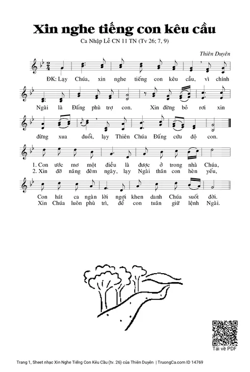 Sheet nhạc PDF bài Xin Nghe Tiếng Con Kêu Cầu (tv. 26)
