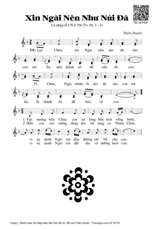 Sheet nhạc PDF bài Xin Ngài Nên Như Núi đá (tv. 30)