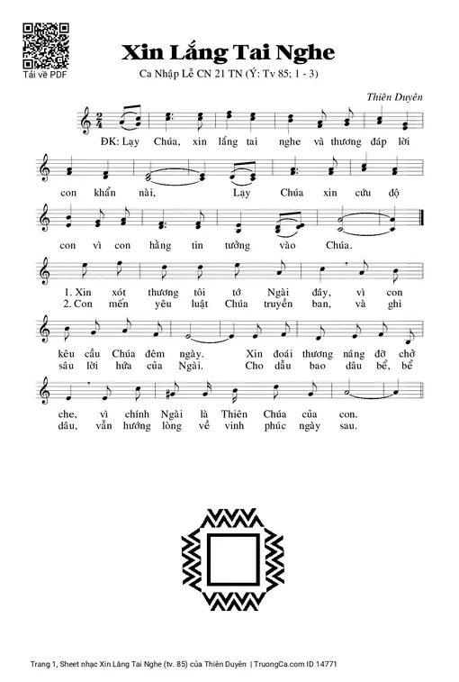 Sheet nhạc PDF bài Xin Lắng Tai Nghe (tv. 85)