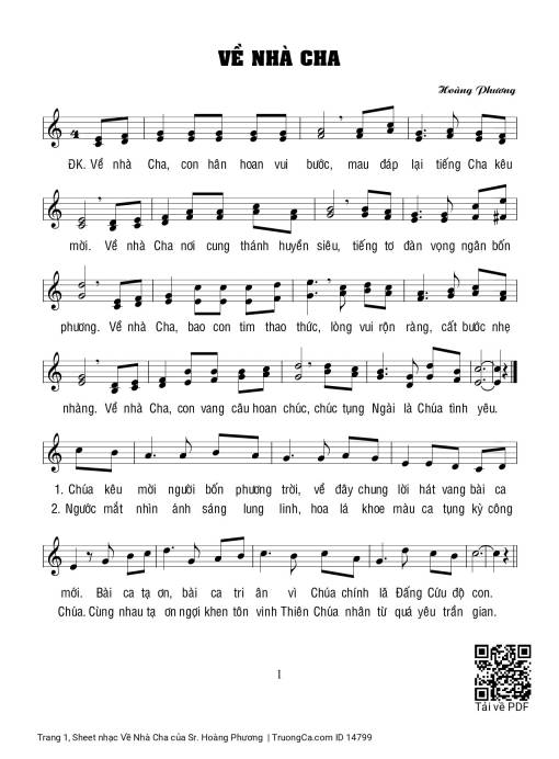 Sheet nhạc PDF bài Về Nhà Cha - Sr. Hoàng Phương