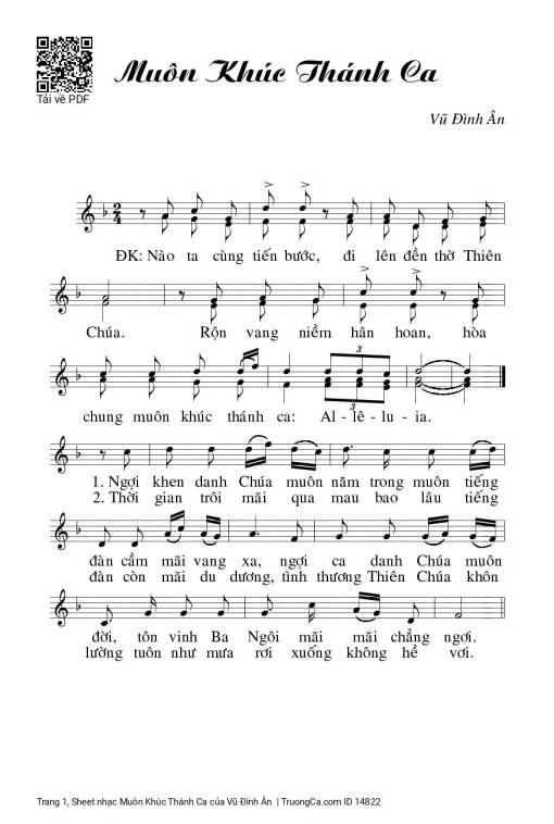 Sheet nhạc PDF bài Muôn Khúc Thánh Ca