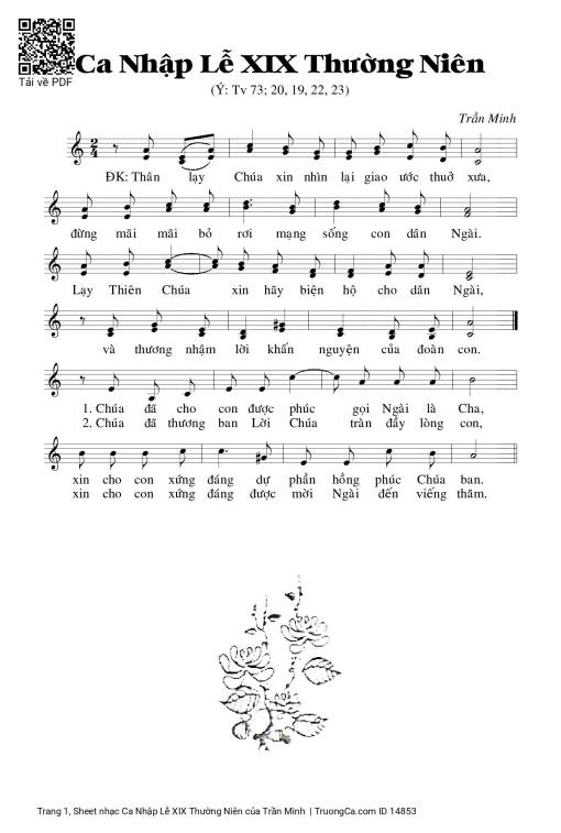 Sheet nhạc PDF bài Ca Nhập Lễ XIX Thường Niên
