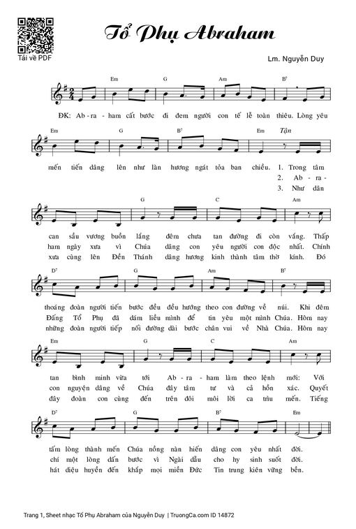 Sheet nhạc PDF bài Tổ Phụ Abraham