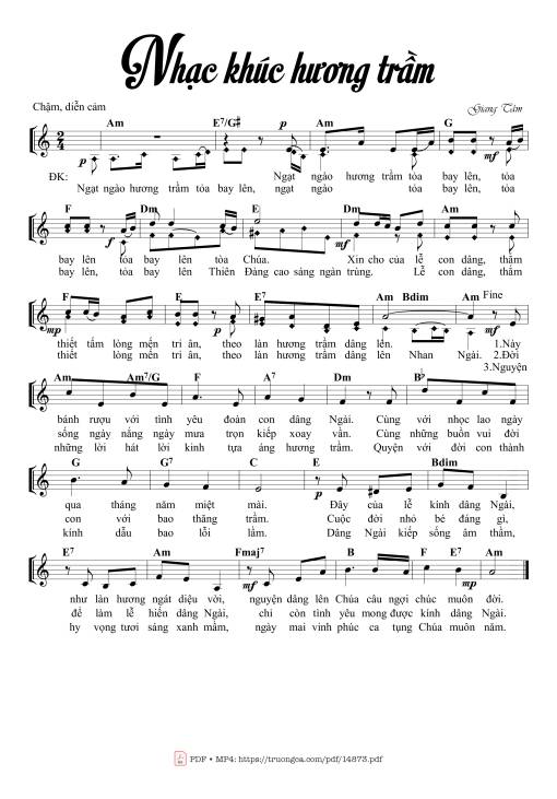 Sheet nhạc PDF bài Nhạc Khúc Hương Trầm