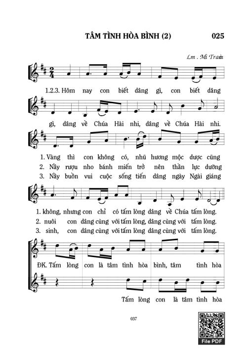 Sheet nhạc PDF bài Tâm Tình Hòa Bình 2