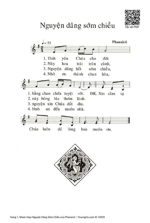 Sheet nhạc PDF bài Nguyện Dâng Sớm Chiều